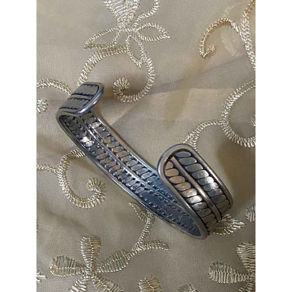 Sterling-Style Silver Braided Cuff Bracelet